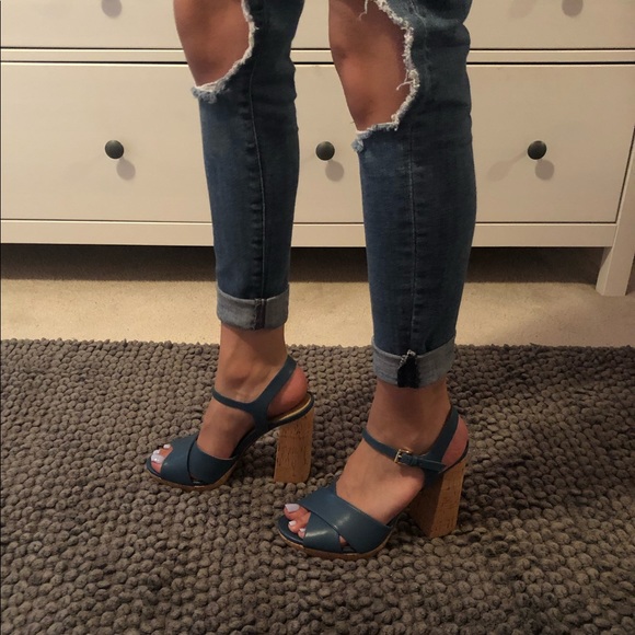 Michael Kors Alexia Platform Leather Chambray Heel - Picture 6 of 8